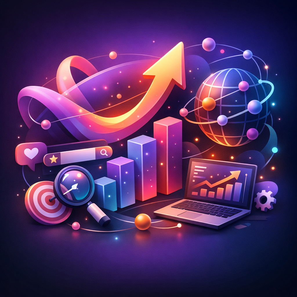 Illustrative 3D graphic representing e‑commerce SEO