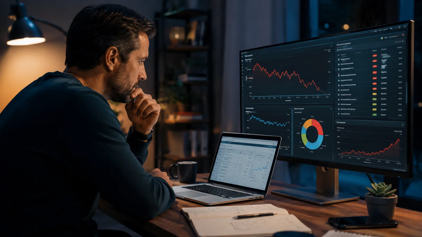 Professional analyzing ranking decline and SEO performance issues on a dashboard