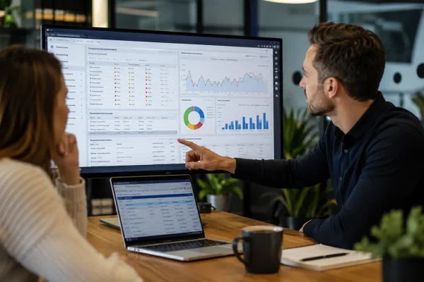 How an SEO Agency Can Double Your Organic Traffic - Strategic SEO Research shown in a professional digital marketing workspace