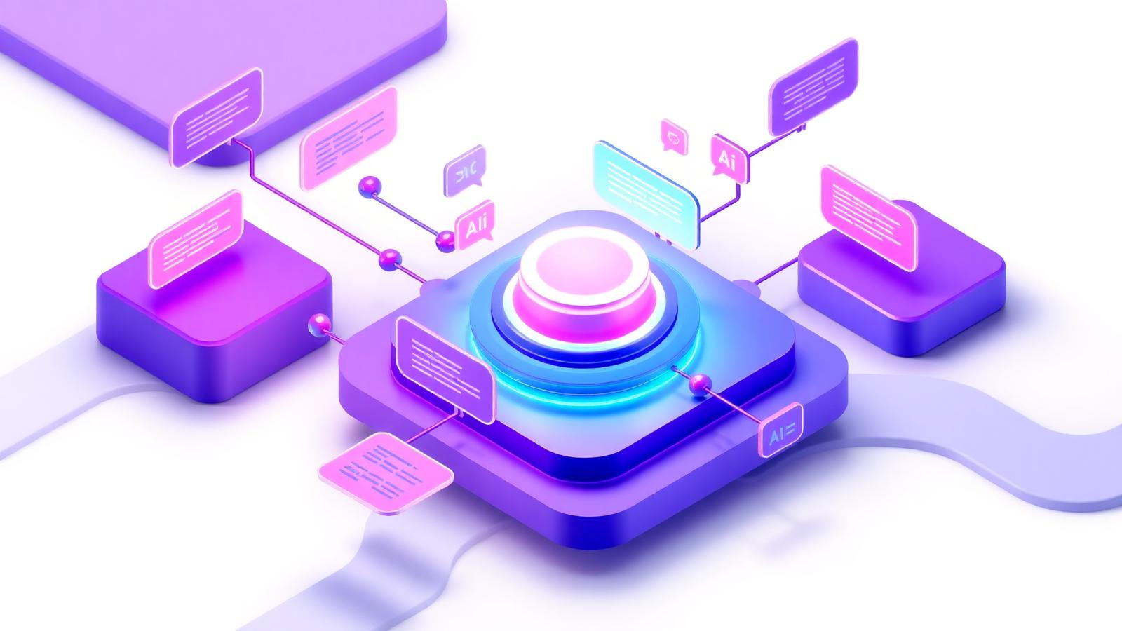 3D illustration of an AI answer engine pulling citations from web sources