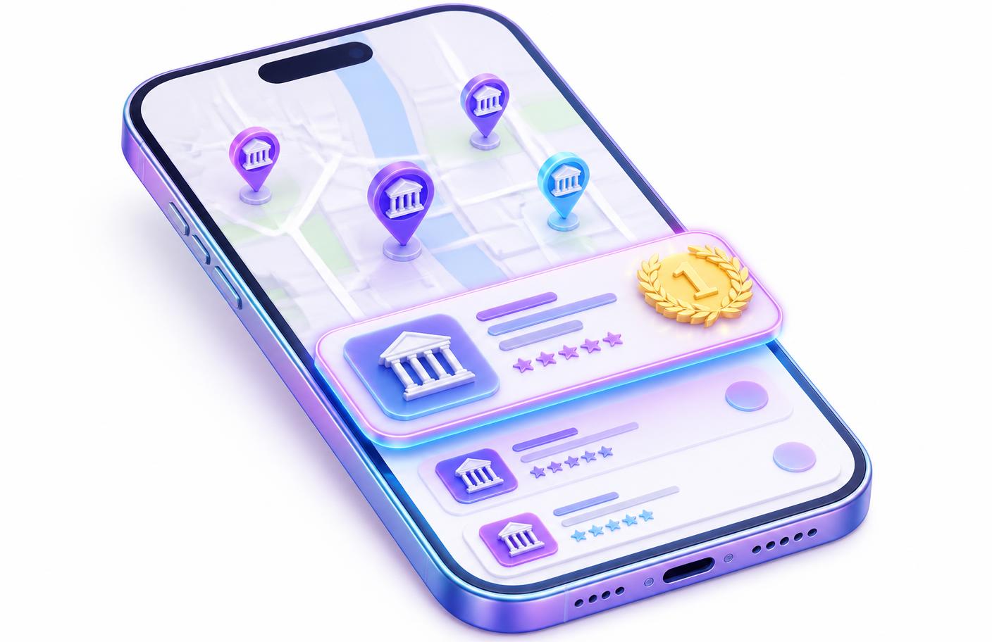 Smartphone showing a law firm ranked first in the Google map pack
