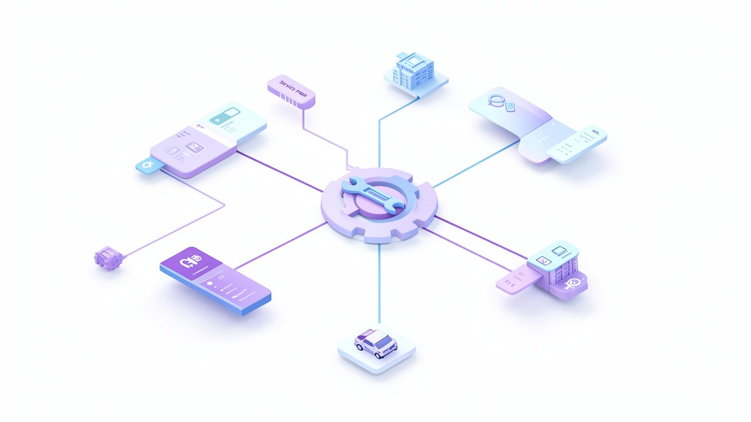 Diagram of service pages branching into vehicle make and city pages