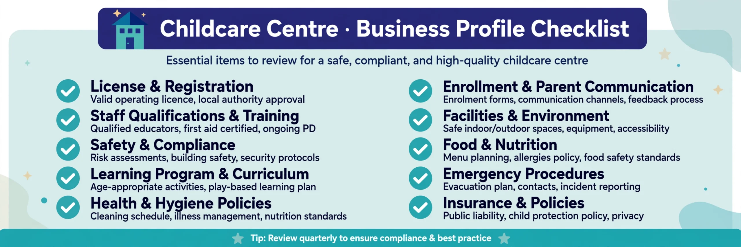 Checklist illustration for a daycare Google Business Profile