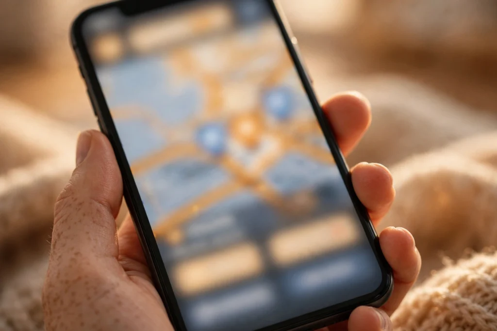 Veterinary SEO: Google Business Profile map results on a smartphone